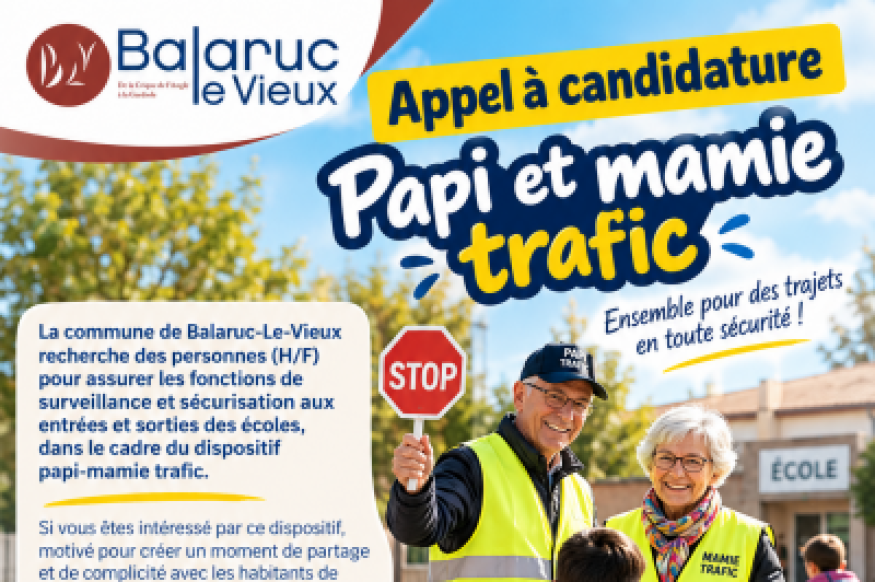 BALARUC LE VIEUX Appel à candidature "PAPI-MAMIE TRAFIC"
