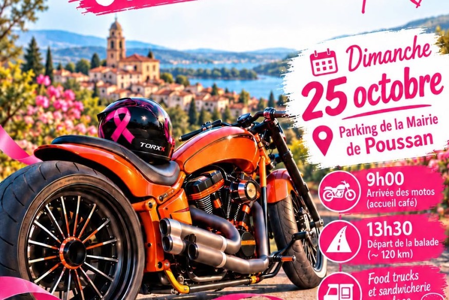 POUSSAN Balade Rose Solidaire à Moto